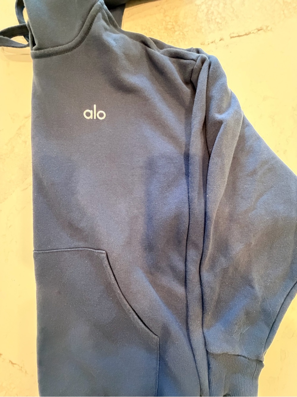 ALO Accolade Yoga Navy Blue Hoodie with Label - Women's Sweatshirt.